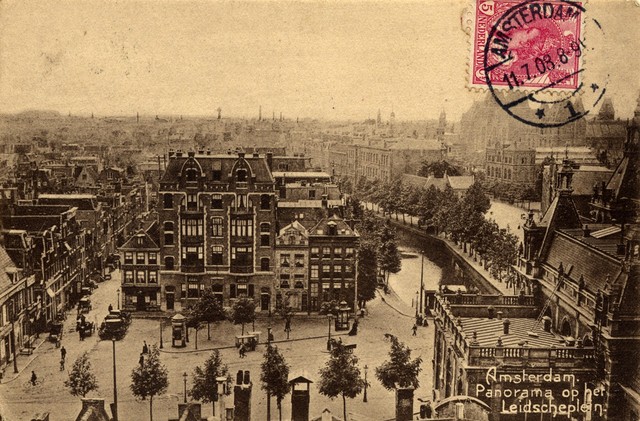 Amsterdam, 1908: Panorama op het Leidsche Plein